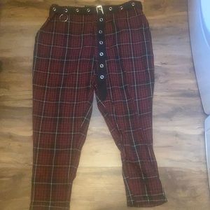Size two red plaid hot topic pants